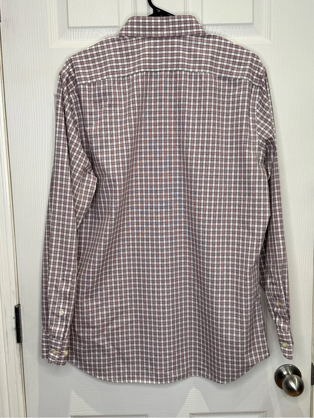Banana Republic Men's Large Long Sleeve Button Down Slim Fit Shirt Burgundy Navy